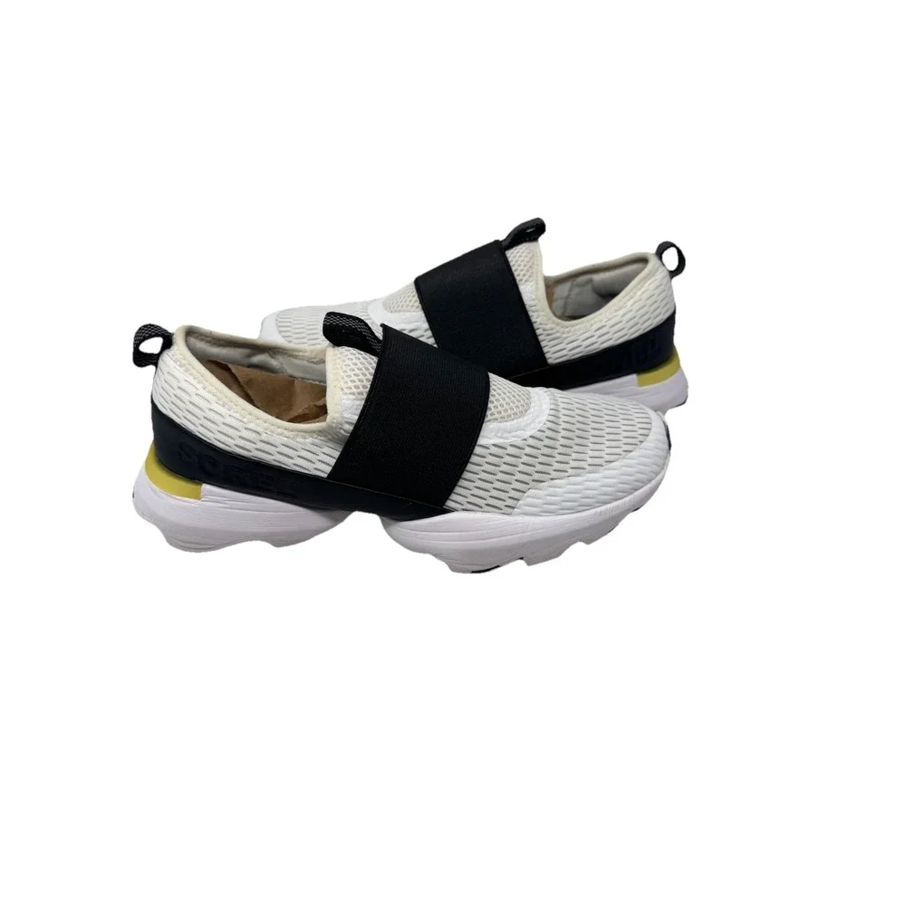 🔥Sorel Kinetic🖤⭐️🖤Impact Strap Low Top Slip On Sneakers White Black Running 9